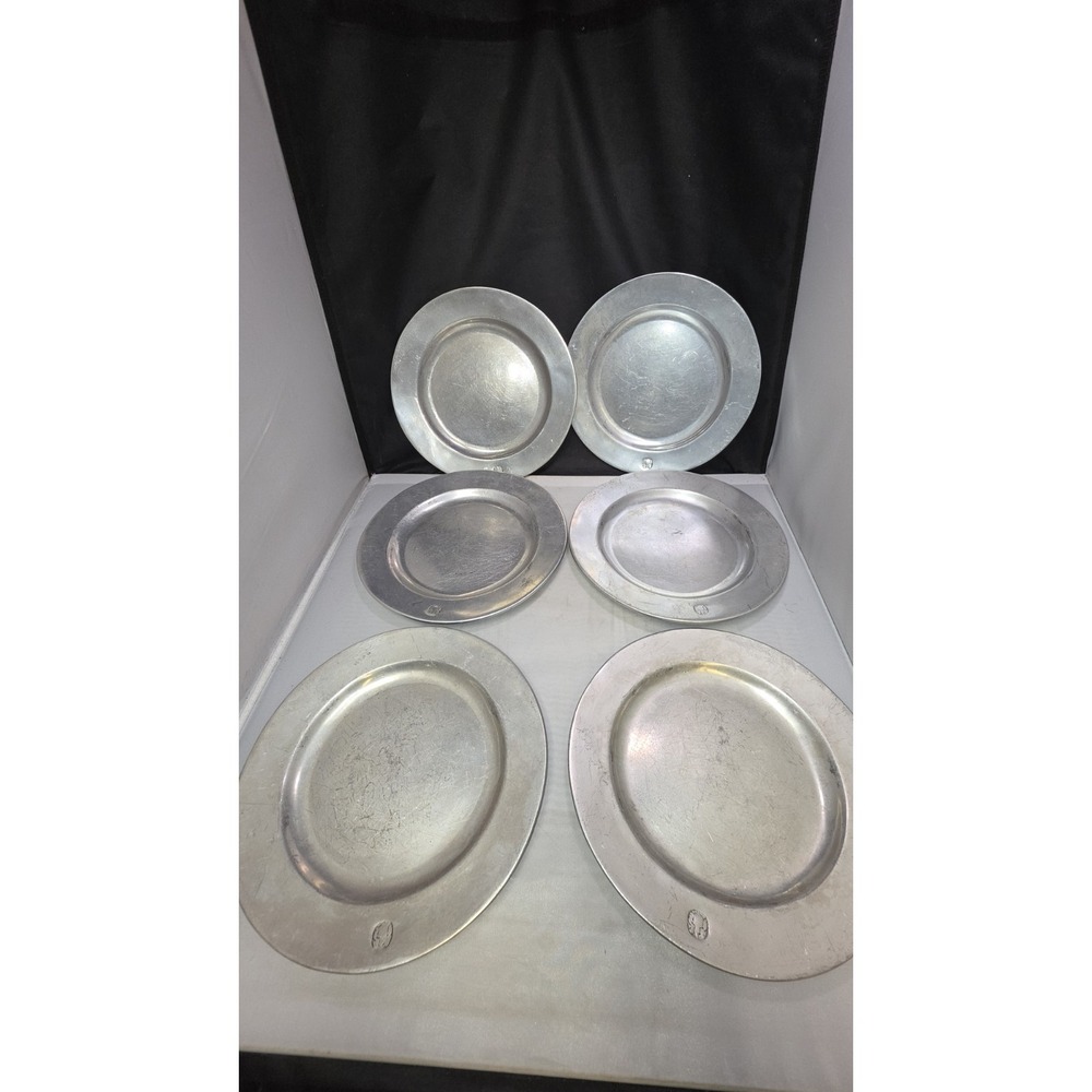 6 vintage Wilton Armetale "Pewter" 10.5 inch Plates Set / RWP Columbia, PA